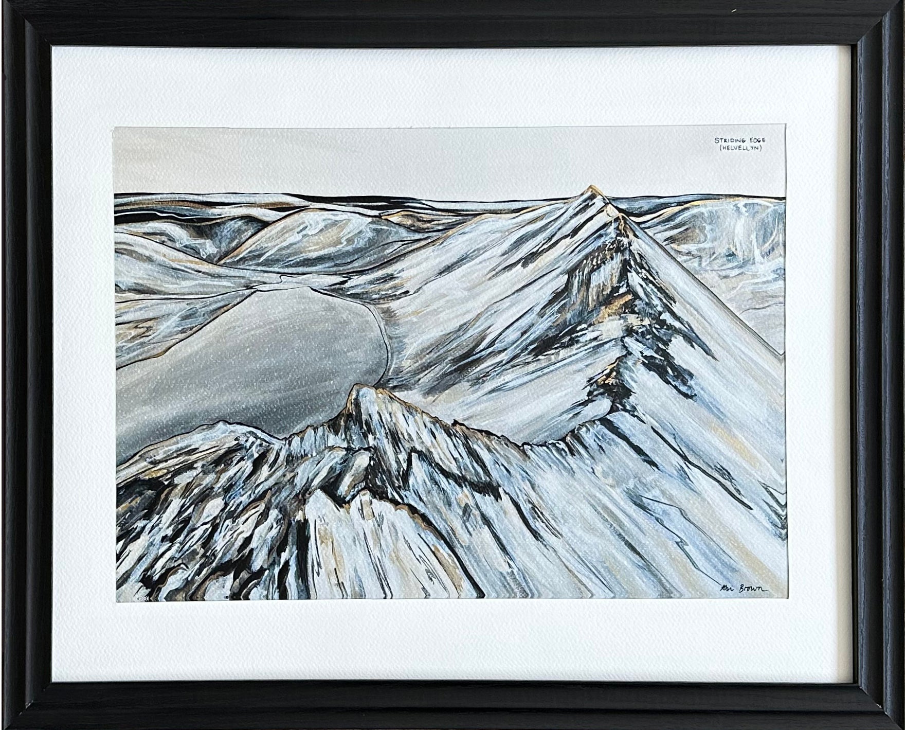 Striding Edge Line Drawing STRIDING EDGE, HELVELLYN – Abi Brown Art